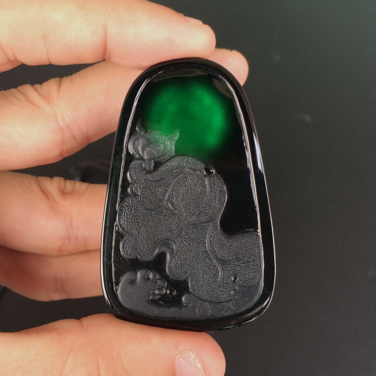 (超值推荐)玻璃种墨翠度母挂件
