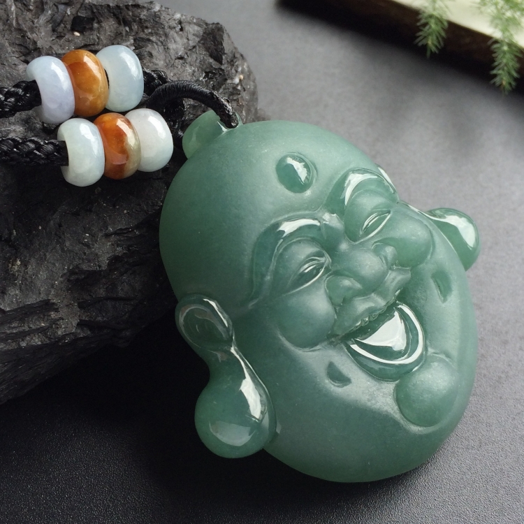 （超值推荐）糯冰种蓝水佛头挂件