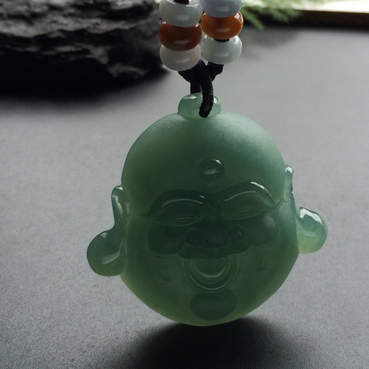 （超值推荐）糯冰种蓝水佛头挂件
