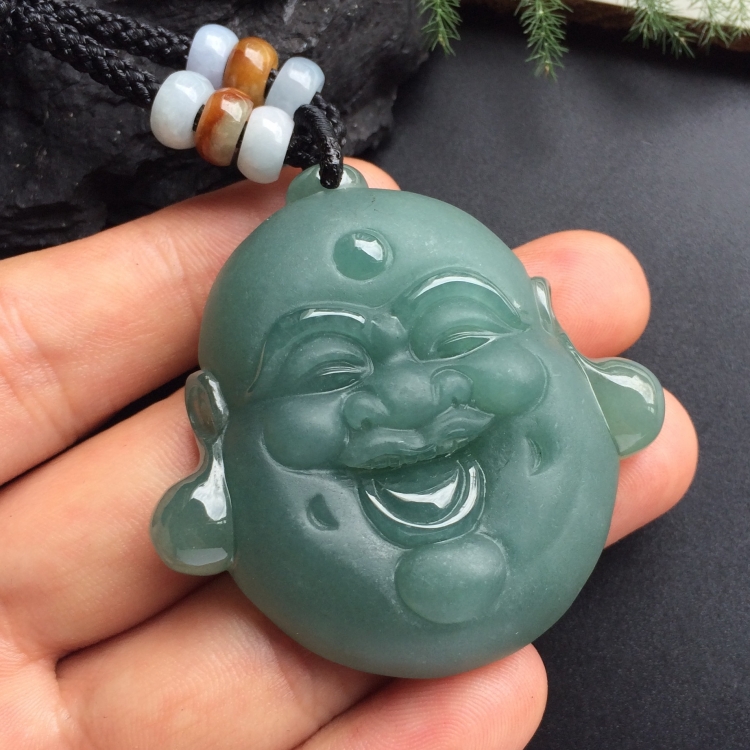 （超值推荐）糯冰种蓝水佛头挂件
