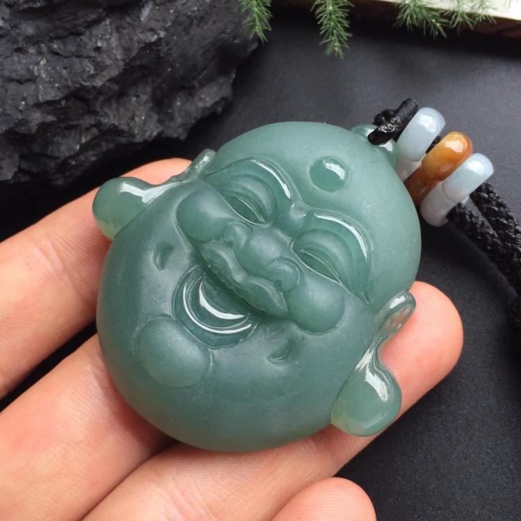 （超值推荐）糯冰种蓝水佛头挂件