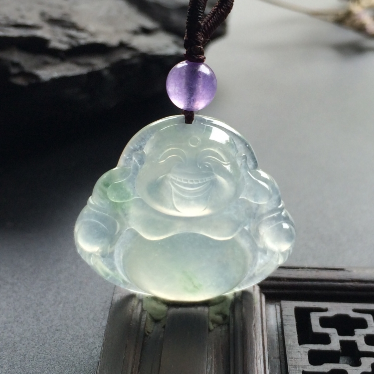 （超值推荐）冰种略飘花玉佛挂件