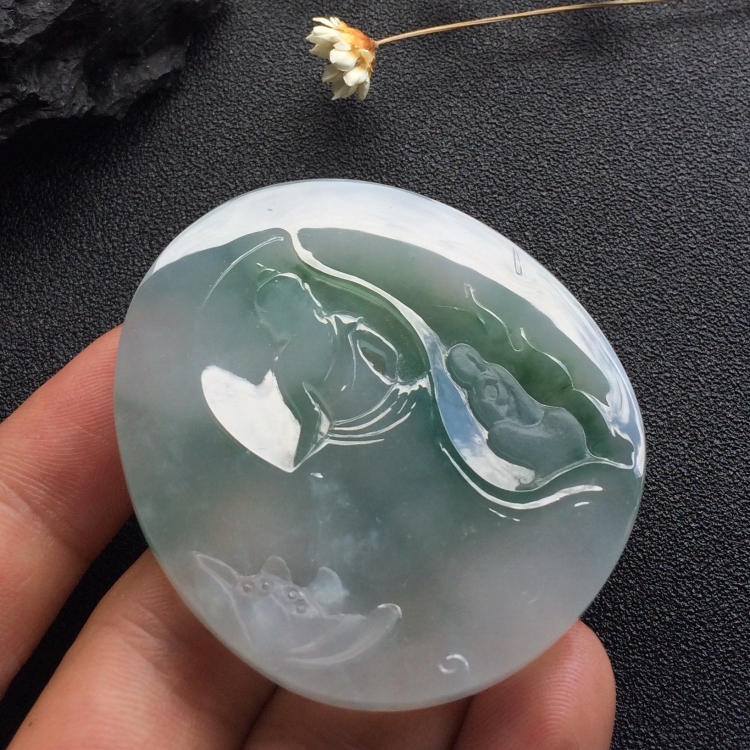 （超值推荐）冰种飘花佛性禅心挂件