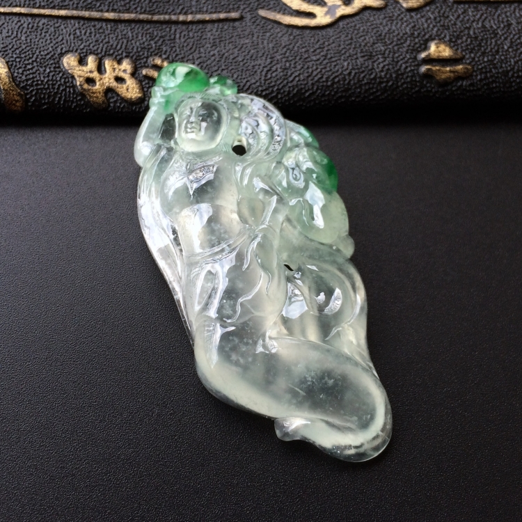 (超值推荐)冰种飘翠女蜗补天挂件