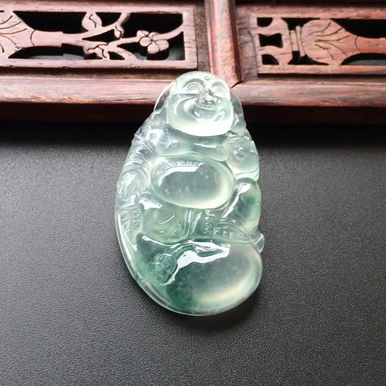 (超值推荐)冰种飘花布袋佛挂件