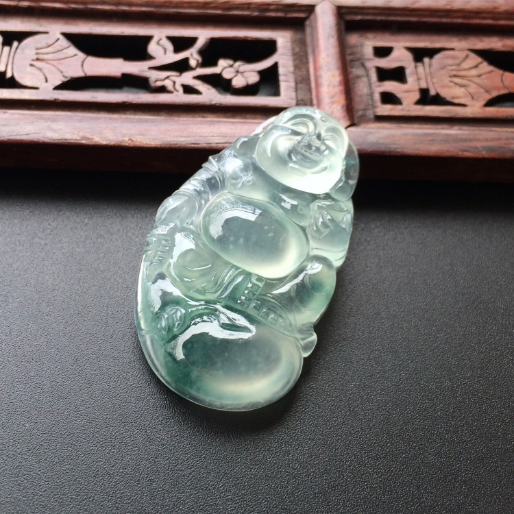 (超值推荐)冰种飘花布袋佛挂件