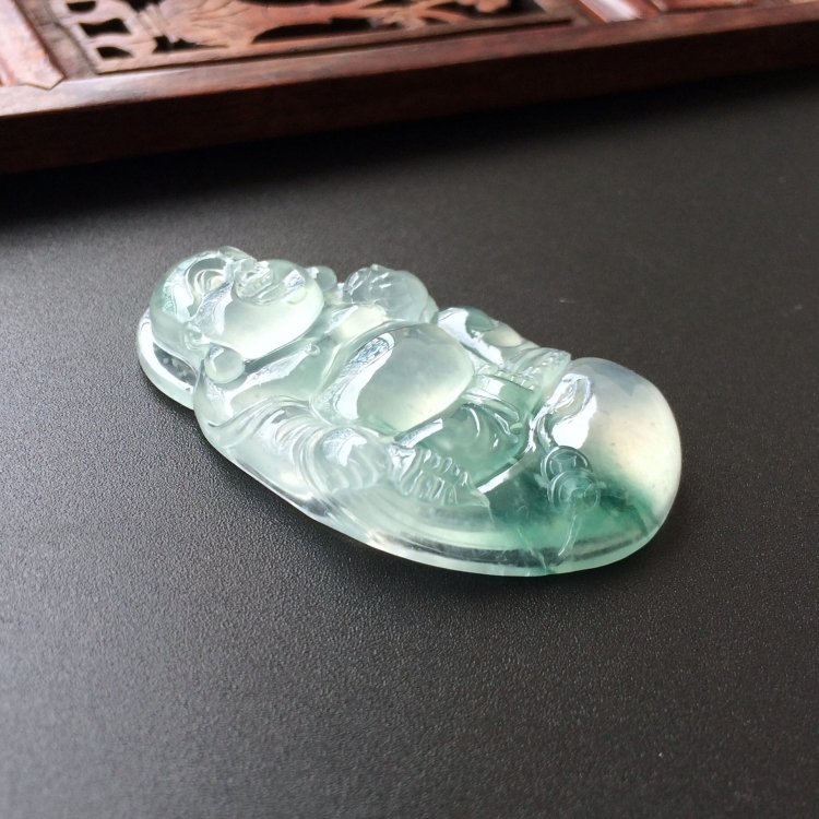 (超值推荐)冰种飘花布袋佛挂件