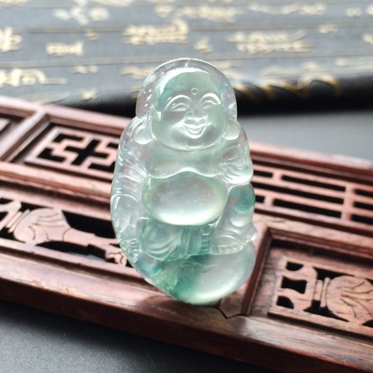 (超值推荐)冰种飘花布袋佛挂件