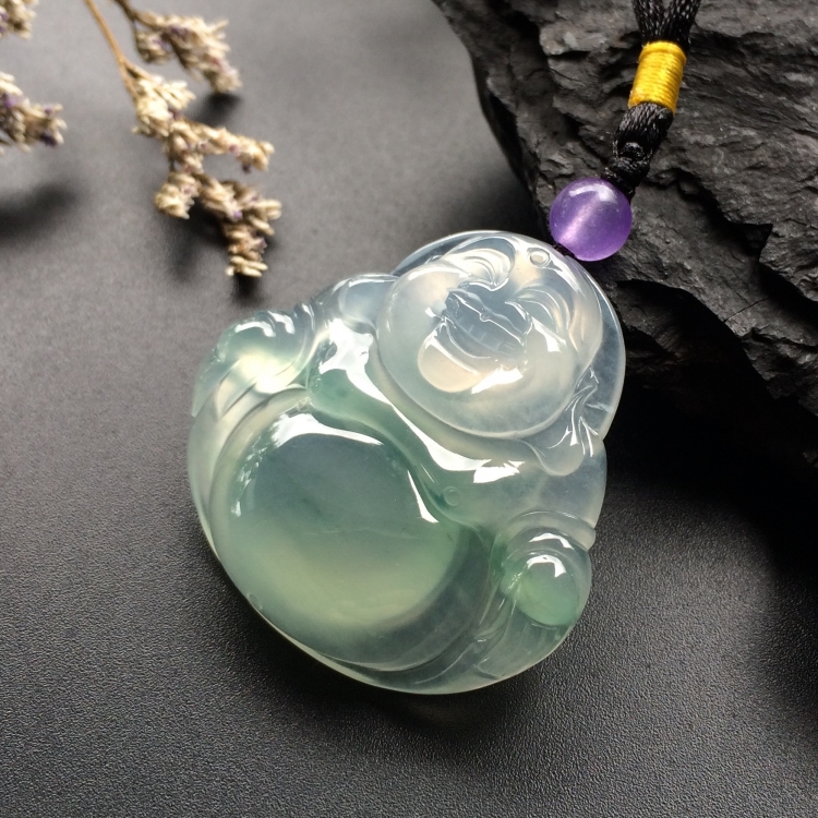 （超值推荐）冰种略飘花玉佛挂件