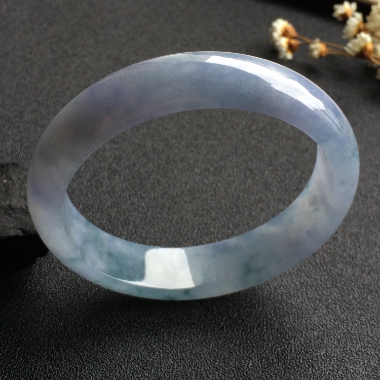 （超值推荐）糯冰种紫罗兰飘花贵妃镯（54.7mm-49.2mm）