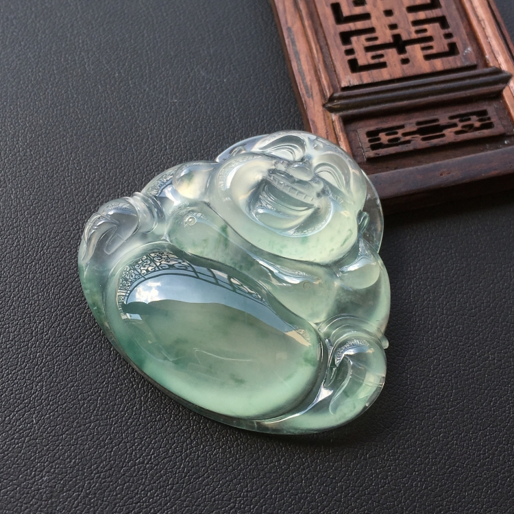 (超值推荐)冰种飘花玉佛挂件