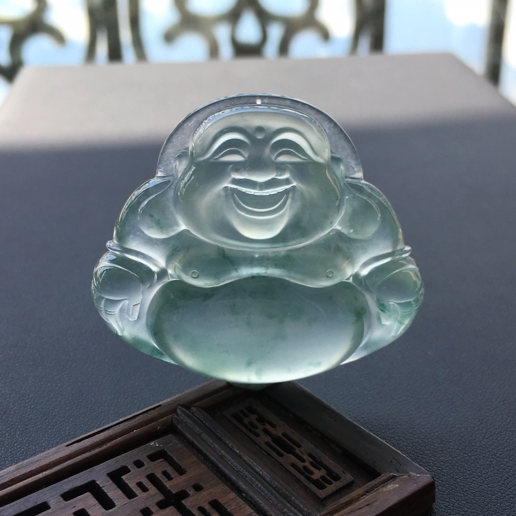 (超值推荐)冰种飘花玉佛挂件