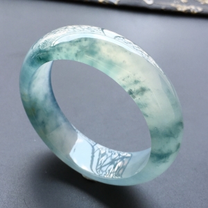 (超值推荐)冰种飘蓝花手镯(55.5mm)