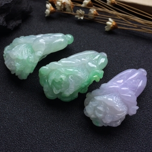 （超值推荐）糯冰种飘翠/紫罗兰白菜挂件（单价）