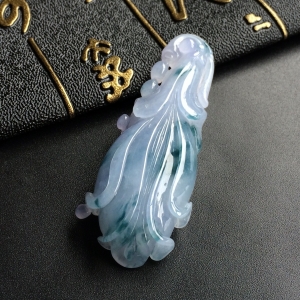 (超值推荐)糯冰种紫罗兰飘花玉兰花挂件