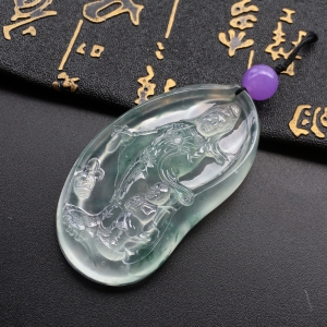 (超值推荐)玻璃种飘花站观音挂件