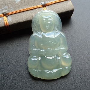 糯冰种晴水观音挂件
