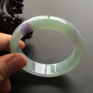(超值推荐)糯冰种晴水略带紫罗兰手镯(56.4mm)