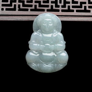 糯冰种晴水观音挂件