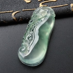 (超值推荐)冰种飘花龙行如意挂件