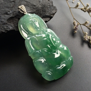 （超值推荐）冰种飘绿花观音挂件