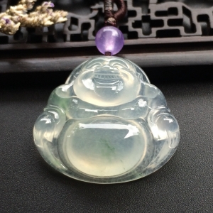 （超值推荐）冰种略飘花玉佛挂件