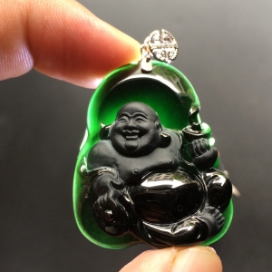 （超值推荐）冰种墨翠逍遥佛挂件