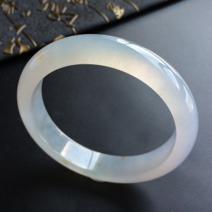 (超值推荐)冰种淡紫罗兰略飘黄花手镯(56mm)