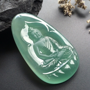 （超值推荐）（玉雕名家高松峰作品）冰种晴水阿弥陀佛挂件