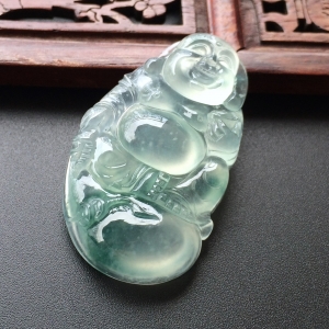 (超值推荐)冰种飘花布袋佛挂件