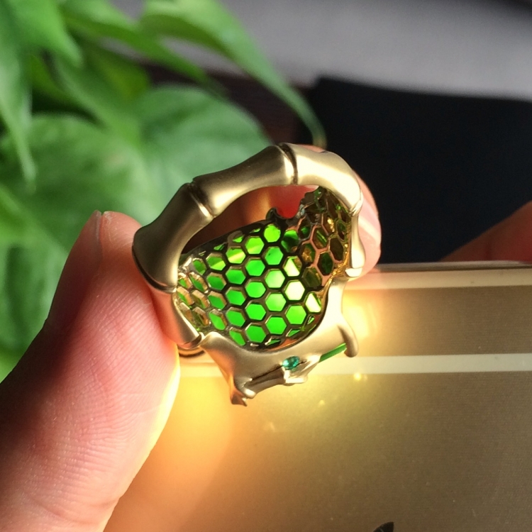 (超值推荐)冰玻种墨翠镶黄18k金戒指(男戒)
