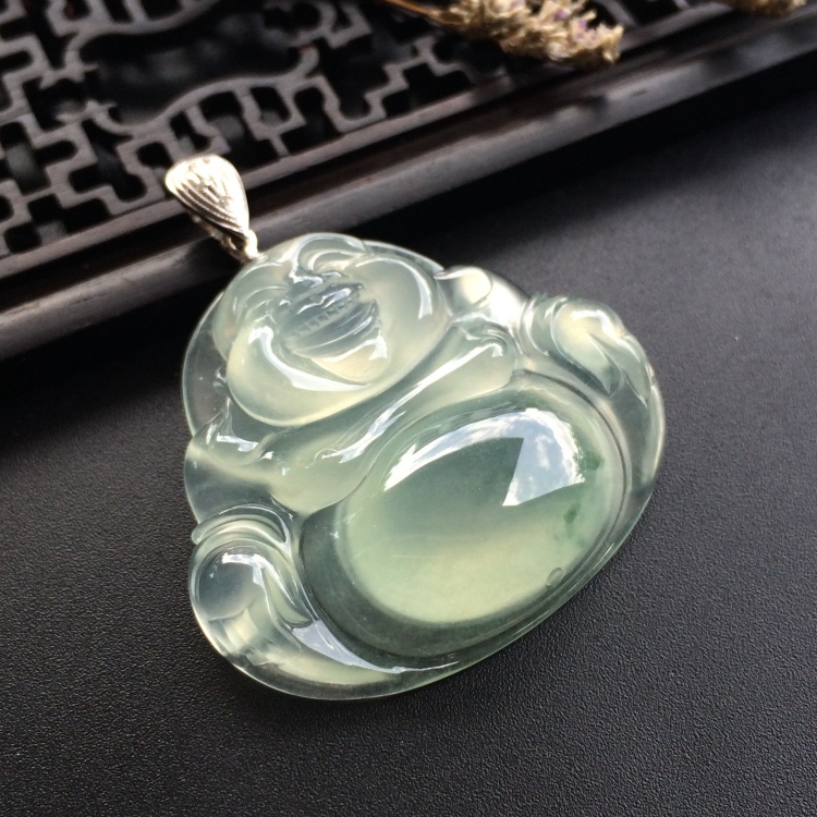 （超值推荐）冰种略飘花玉佛挂件