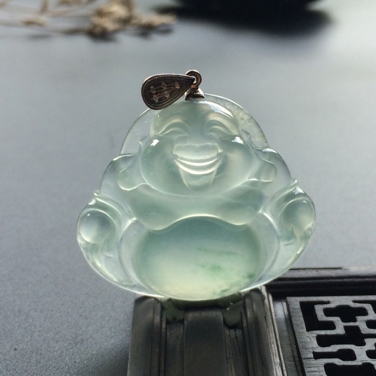 （超值推荐）冰种略飘花玉佛挂件