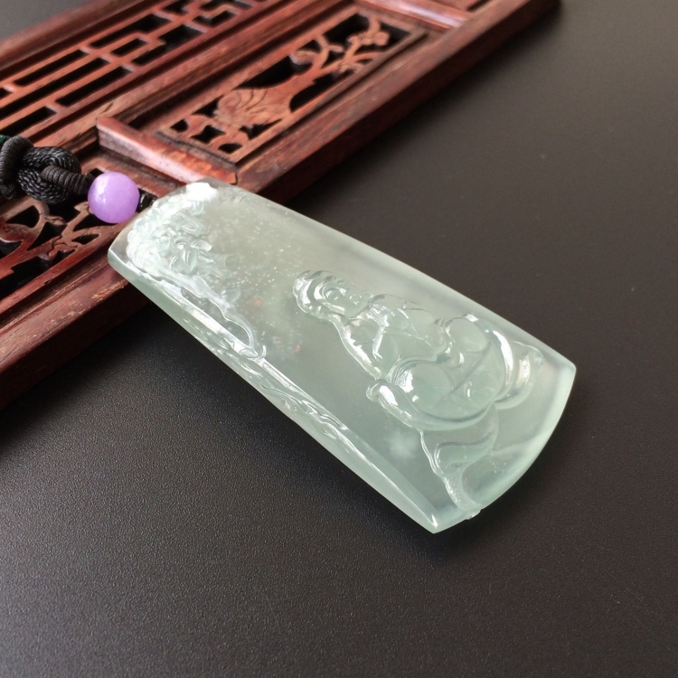 (超值推荐)冰玻种淡晴水莲悟挂件