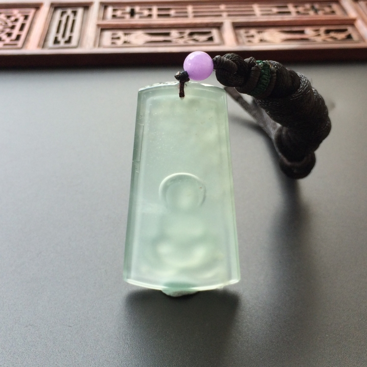 (超值推荐)冰玻种淡晴水莲悟挂件