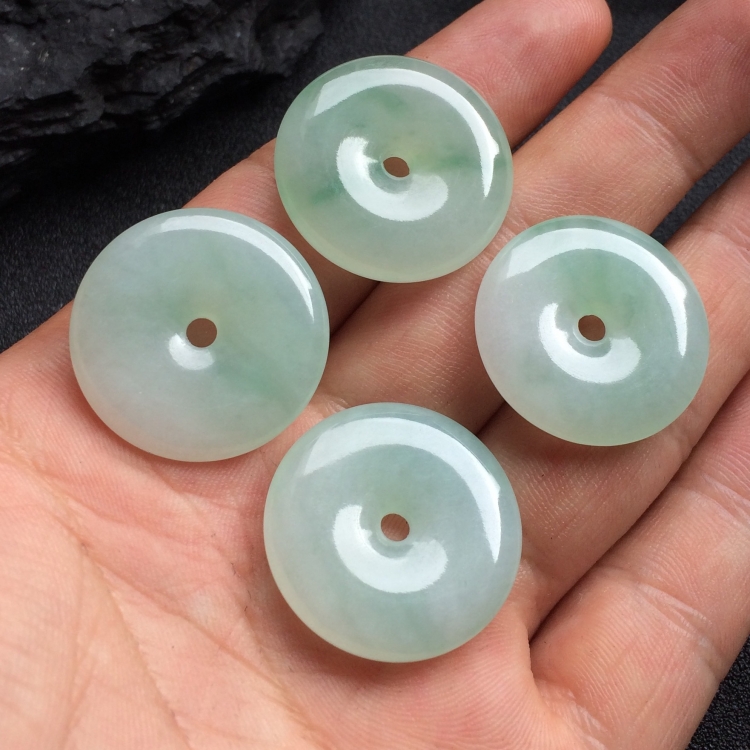 （超值推荐）糯冰种晴水/飘花平安扣挂件（四件一批）