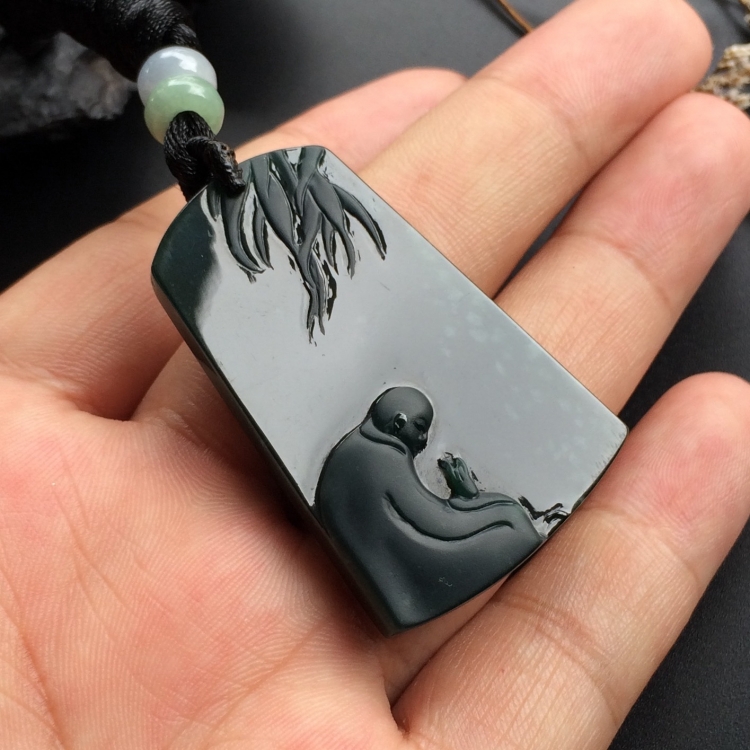 （超值推荐）糯冰种蓝水悟道挂件