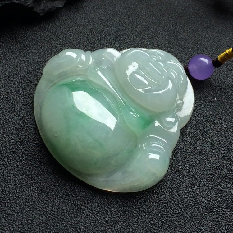 （超值推荐）糯冰种飘花玉佛挂件