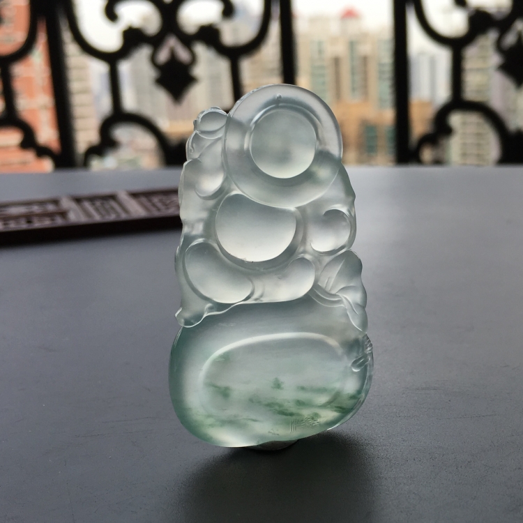 (超值推荐)冰玻种飘花布袋佛挂件