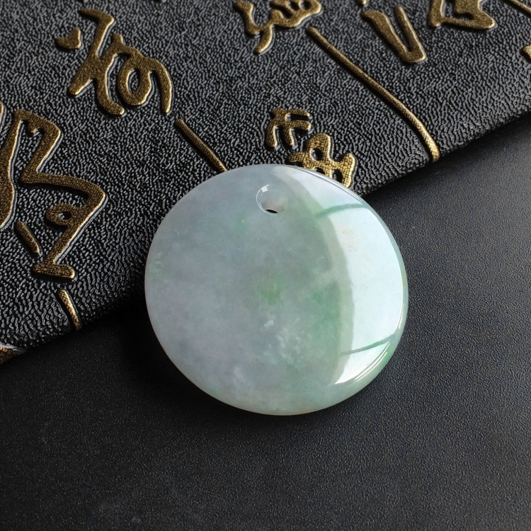 (超值推荐)糯冰种飘绿花平安扣挂件