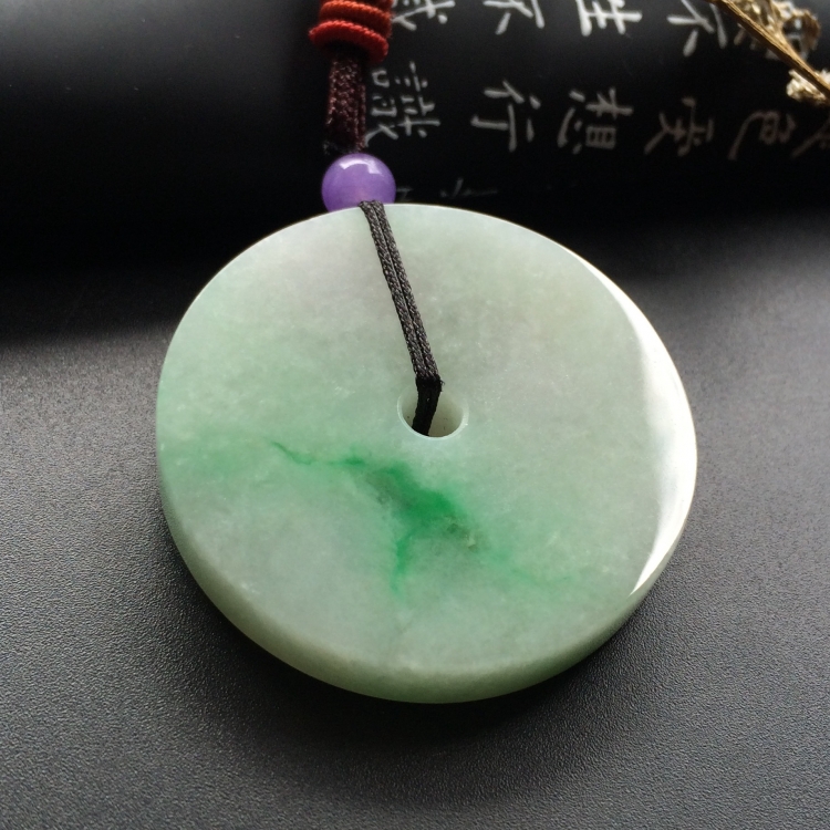 （超值推荐）糯冰种飘翠平安扣挂件