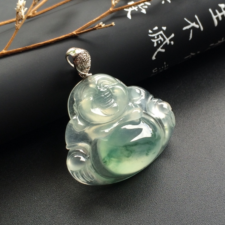 （超值推荐）冰种飘花玉佛挂件