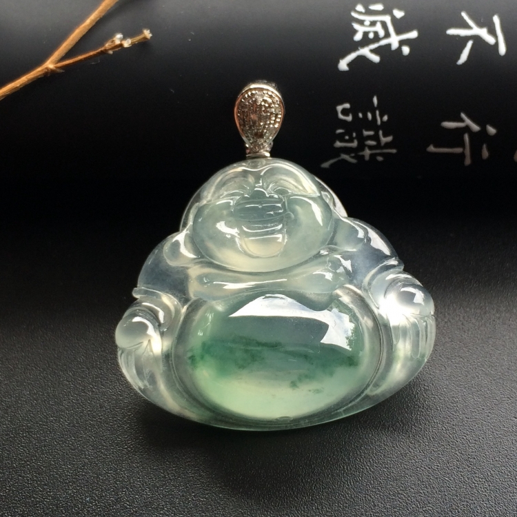 （超值推荐）冰种飘花玉佛挂件