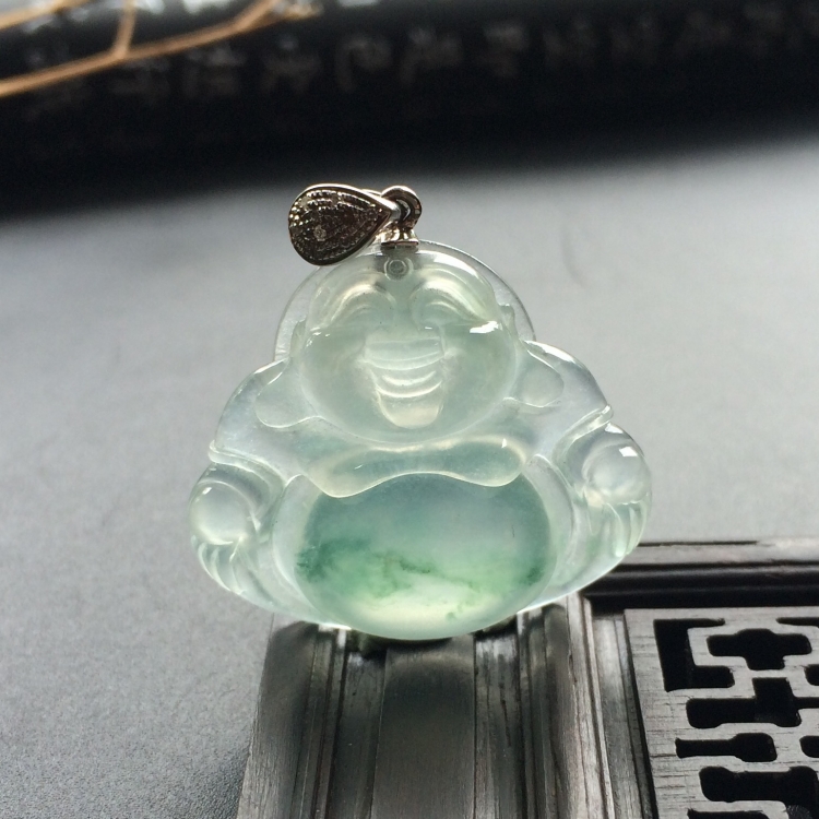 （超值推荐）冰种飘花玉佛挂件