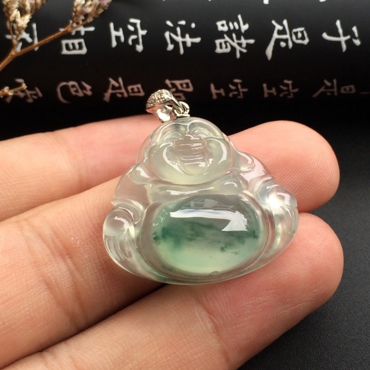 （超值推荐）冰种飘花玉佛挂件