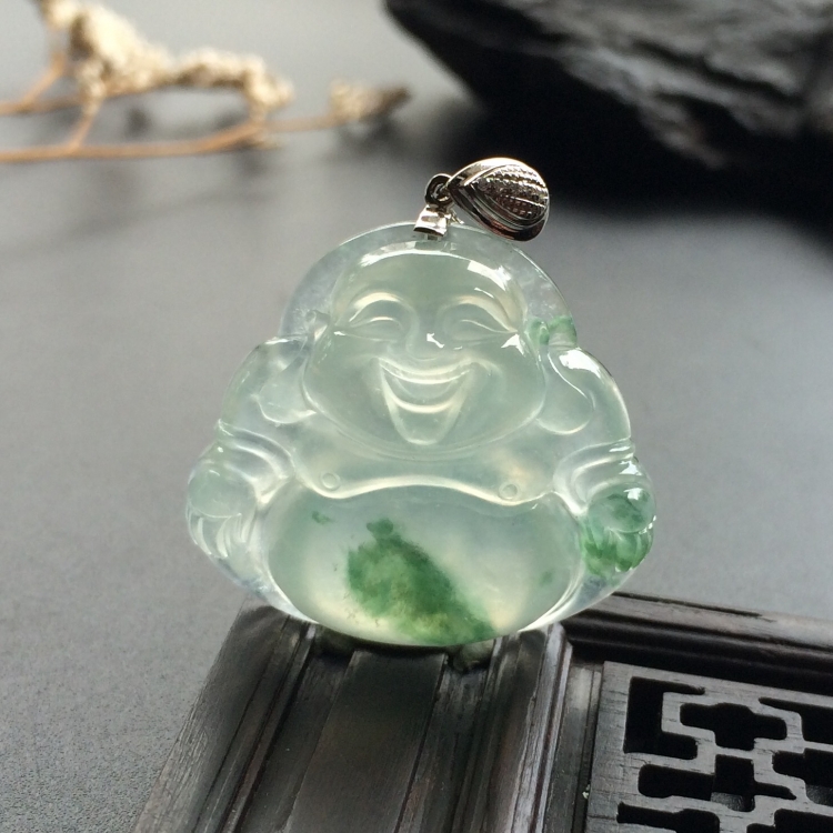（超值推荐）冰种飘花玉佛挂件