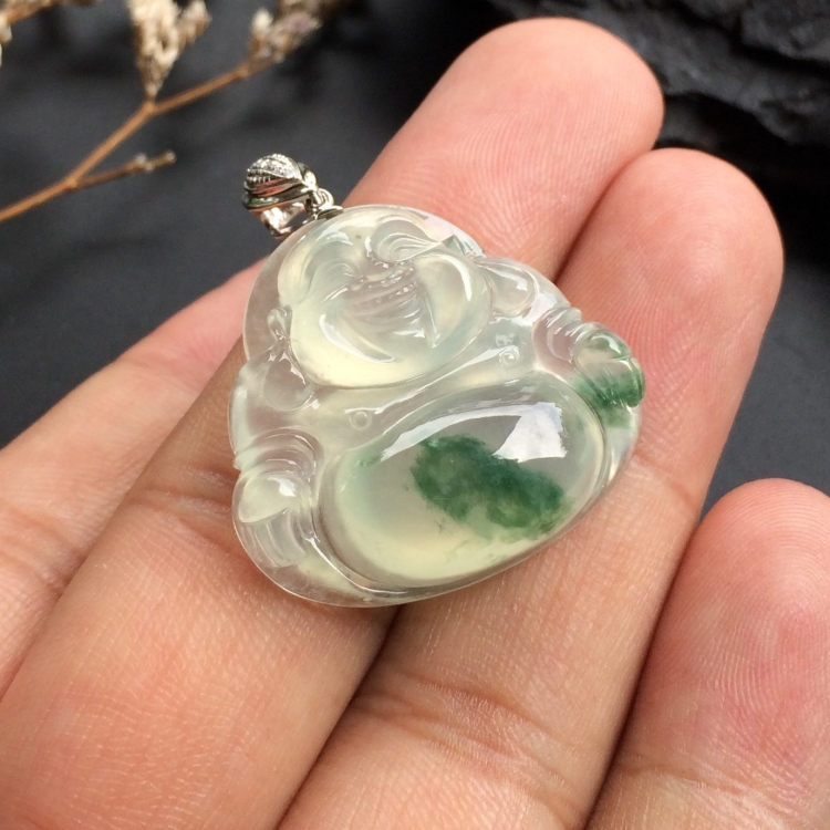 （超值推荐）冰种飘花玉佛挂件