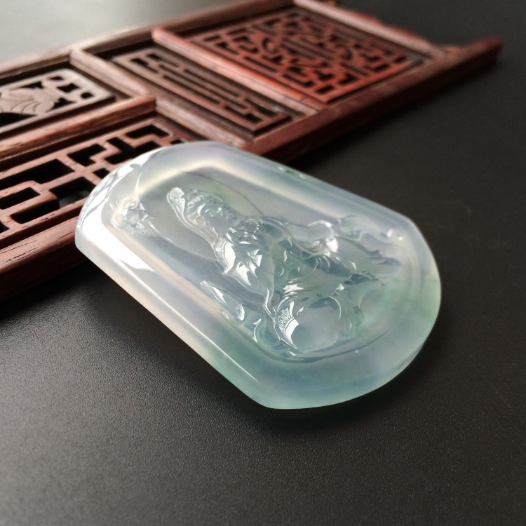 (超值推荐)冰种飘花观自在观音挂件