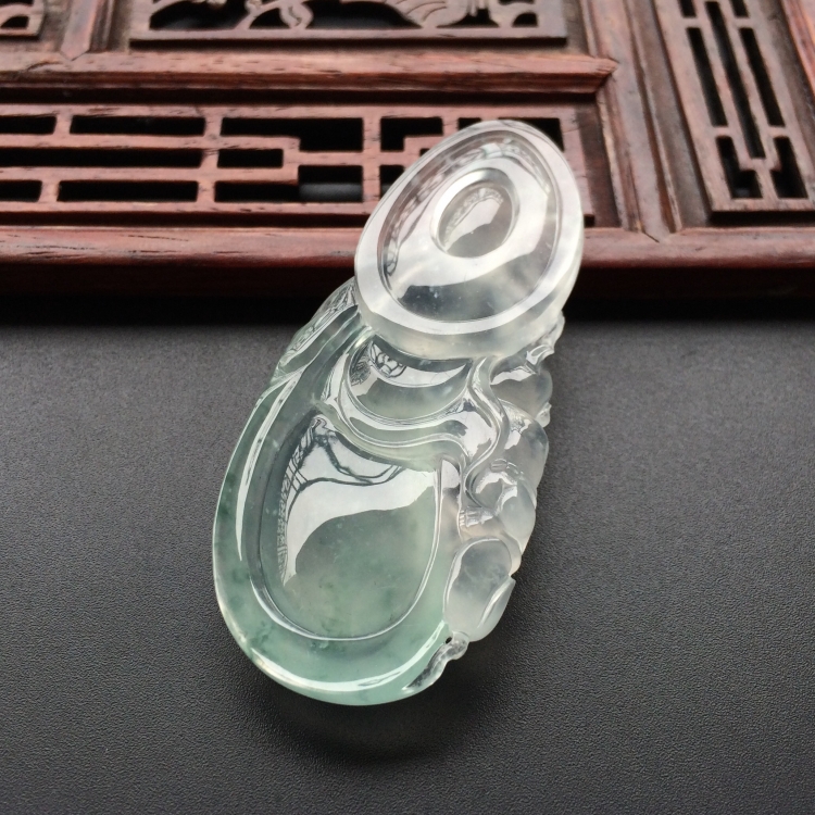 (超值推荐)冰玻种飘花童子拜观音挂件