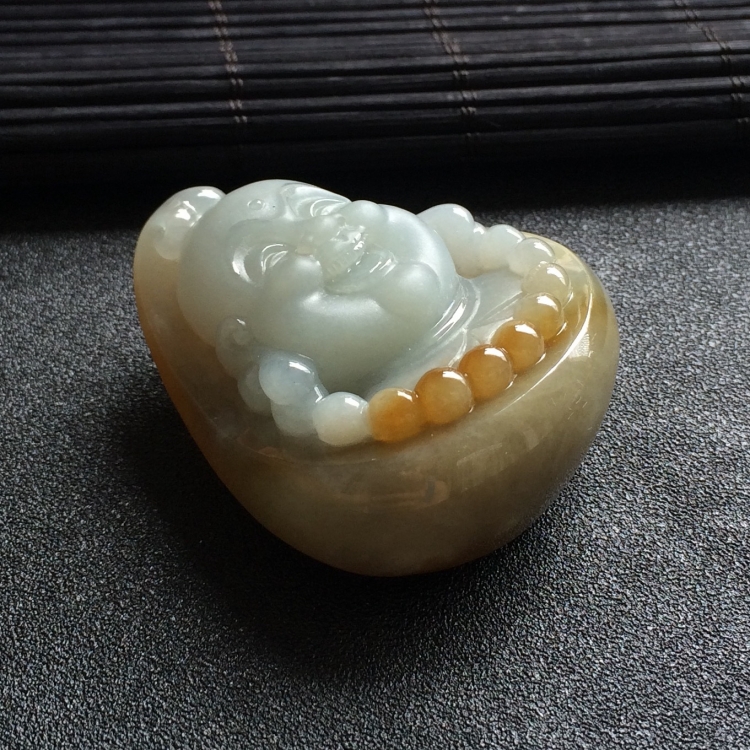 （超值推荐）糯冰种褐黄翡玉佛挂件
